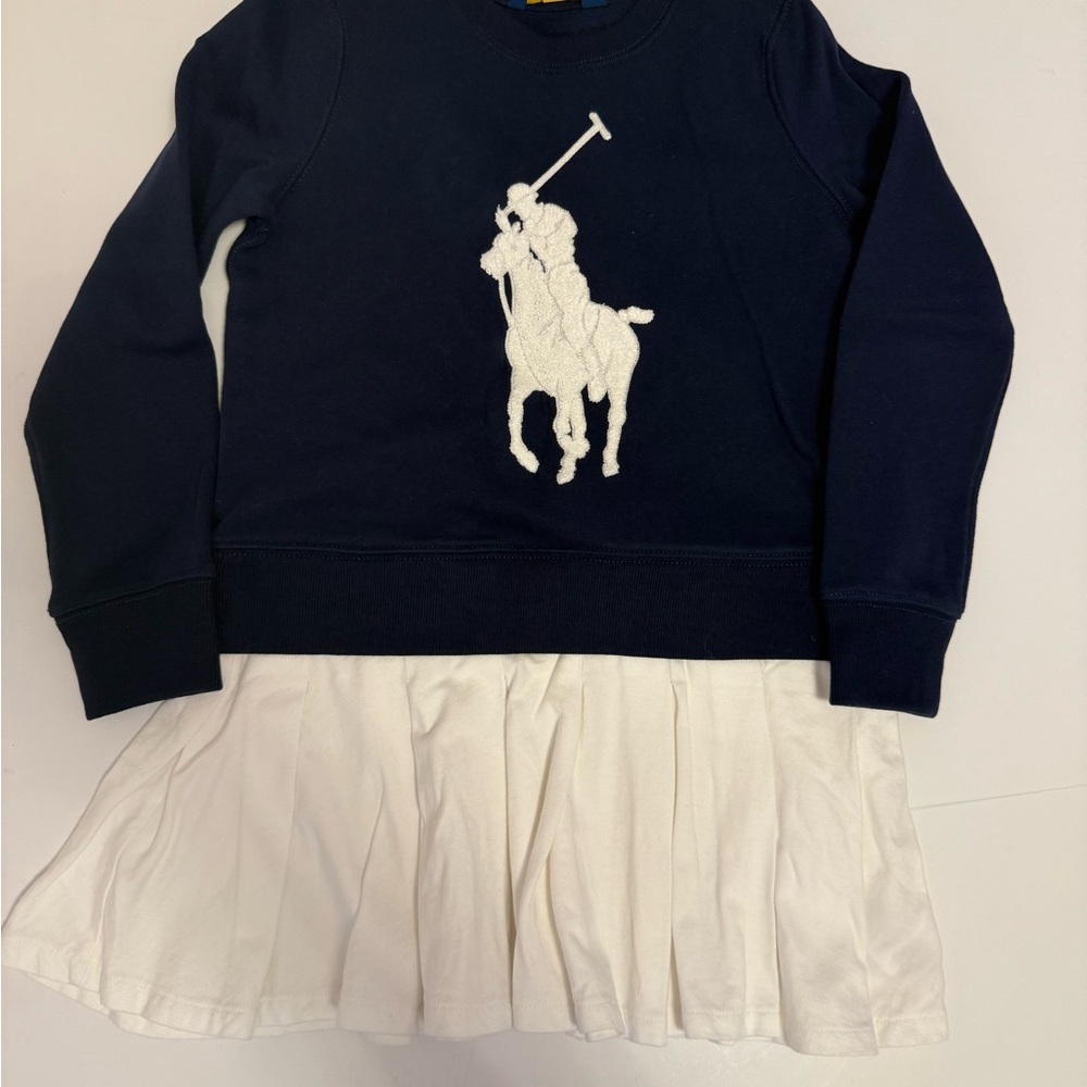Polo Ralph Lauren Kids Girls Dress Size M(8-10) Color Navy-White